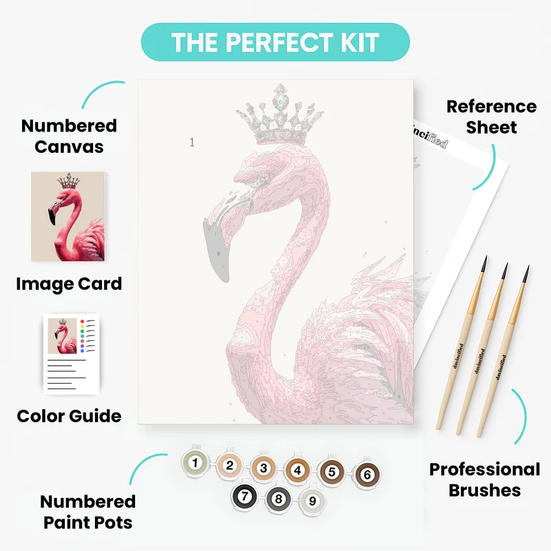 Flamingo with Crown - Paint by Numbers Kit