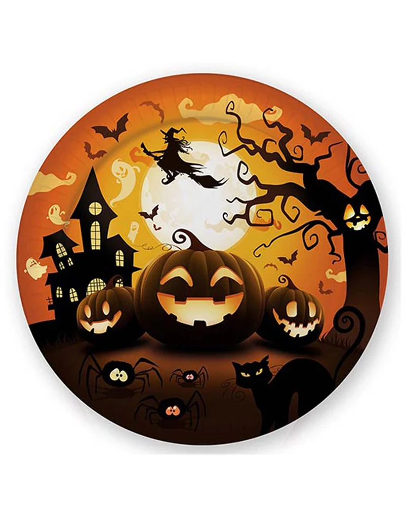 Happy Halloween Kürbis Pappteller 6 St.