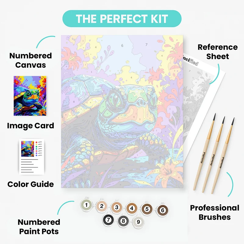 Vibrant Sea Turtle in Tropical Paradise - Paint by Numbers Kit