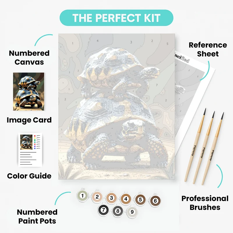 Stacked Tortoises - Paint by Numbers Kit