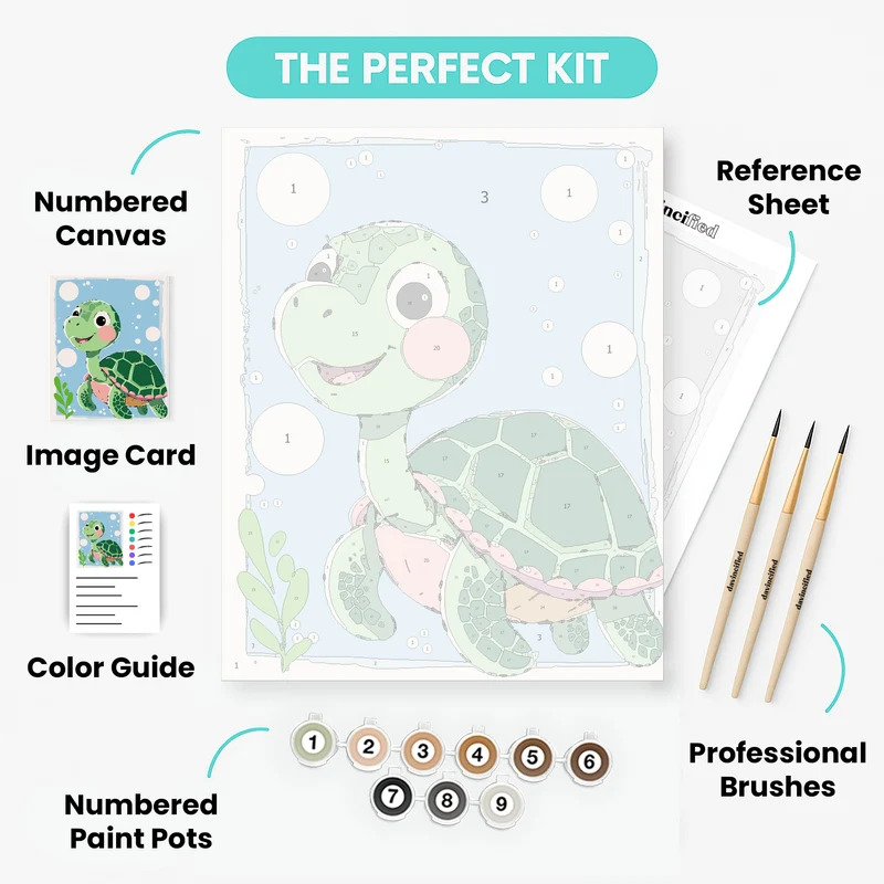 Adorable Sea Turtle - Paint by Numbers Kit