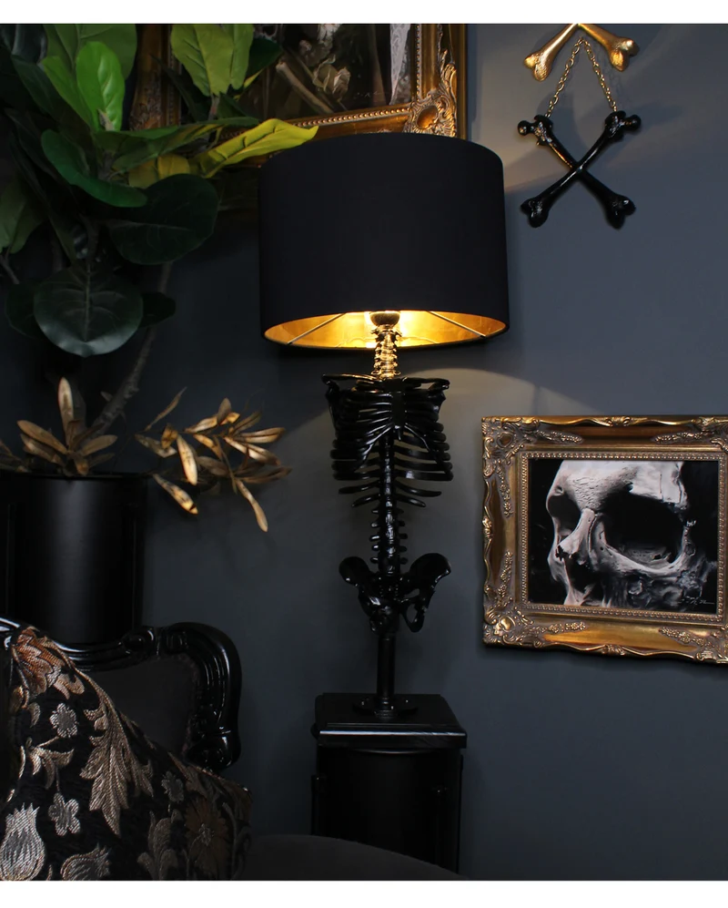 Schwarze Skelett-Torso Tischlampe mit Lampenschirm