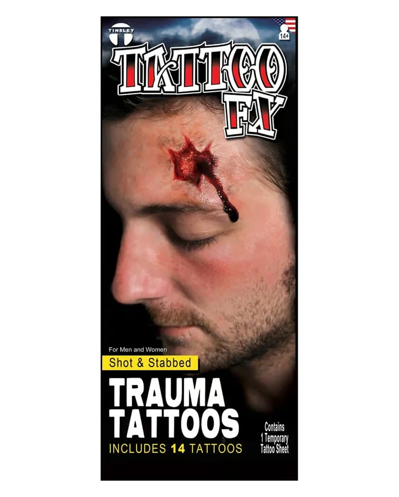 Shot & Stabbed Trauma Klebetattoo