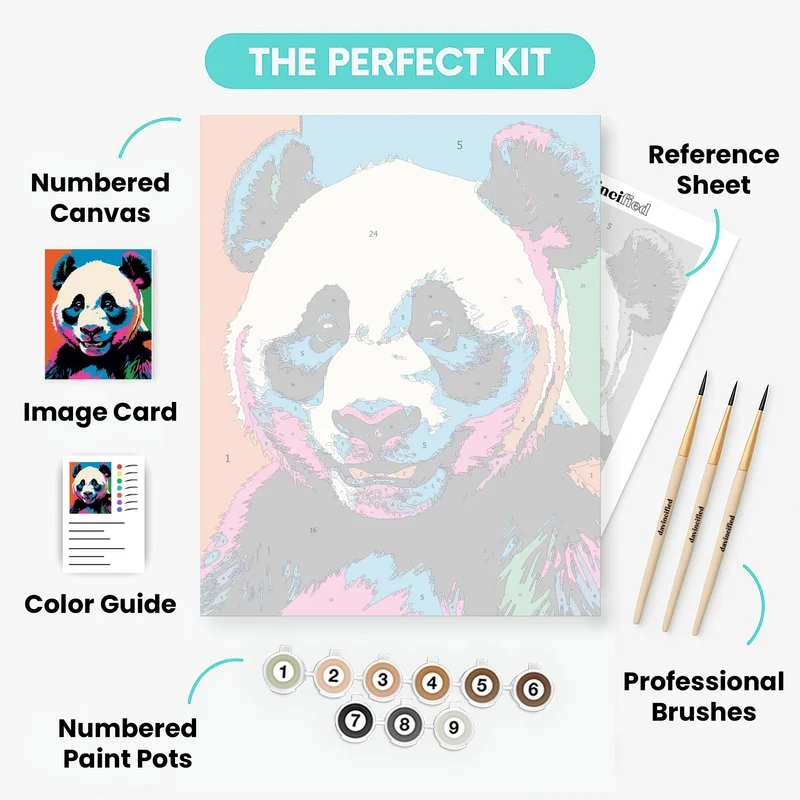 Vibrant Pop Art Panda - Paint by Numbers Kit