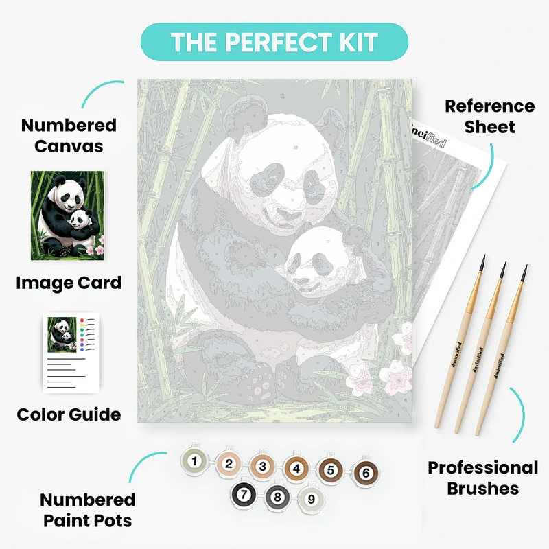 Panda Family Embrace - Paint by Numbers Kit