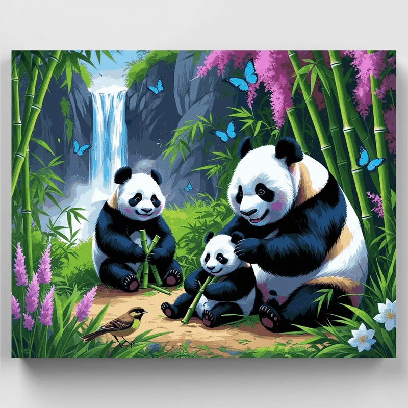 Panda Family Paradise - Paint by Numbers Kit