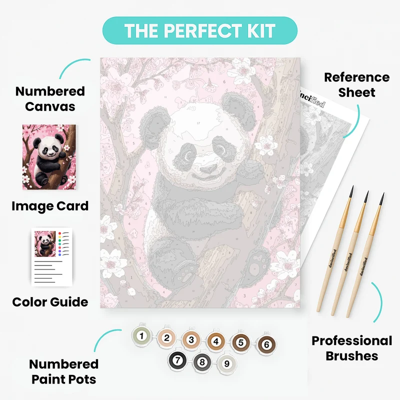 Panda in Cherry Blossoms - Paint by Numbers Kit