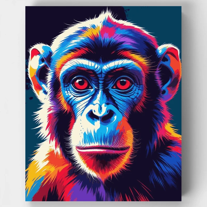 Vibrant Chimpanzee Portrait - Paint by Numbers Kit