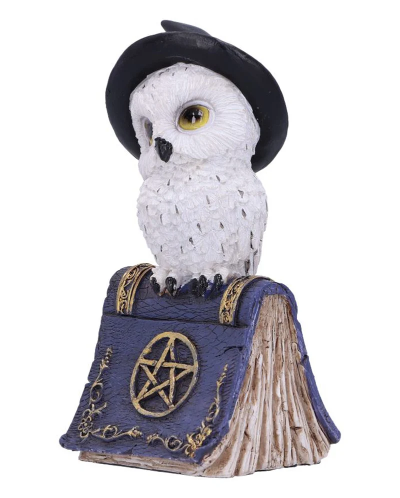 Eule mit Pentagramm Hexenbuch 12,5cm