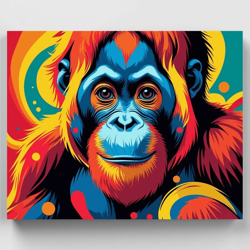 Vibrant Orangutan Portrait - Paint by Numbers Kit