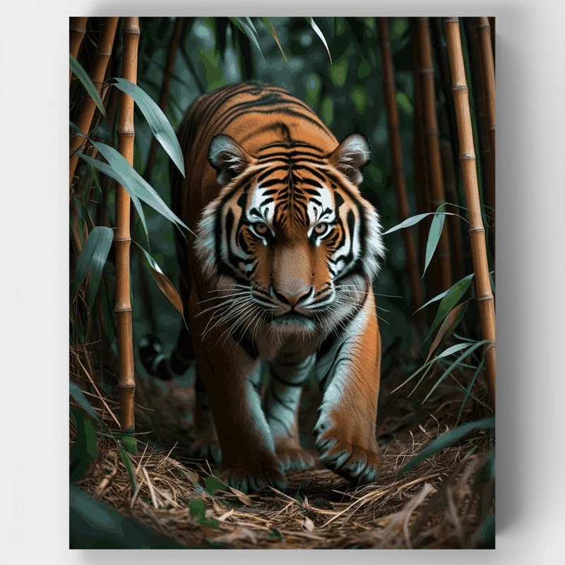 Majestic Tiger in Bamboo Forest - Paint by Numbers Kit