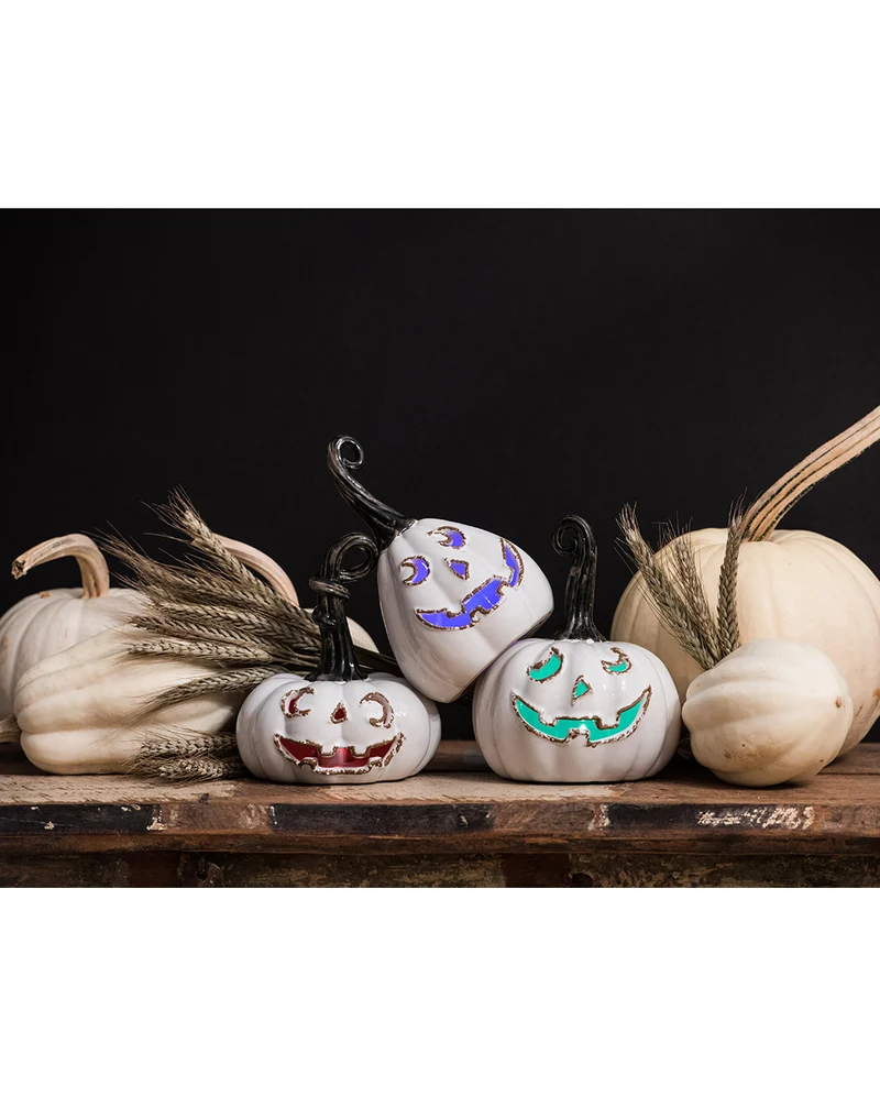 Vintage Keramik Halloween Kürbis mit LED