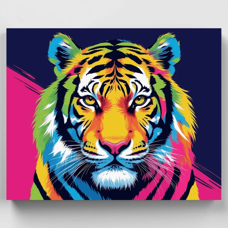Vibrant Pop Art Tiger Portrait - Paint by Numbers Kit
