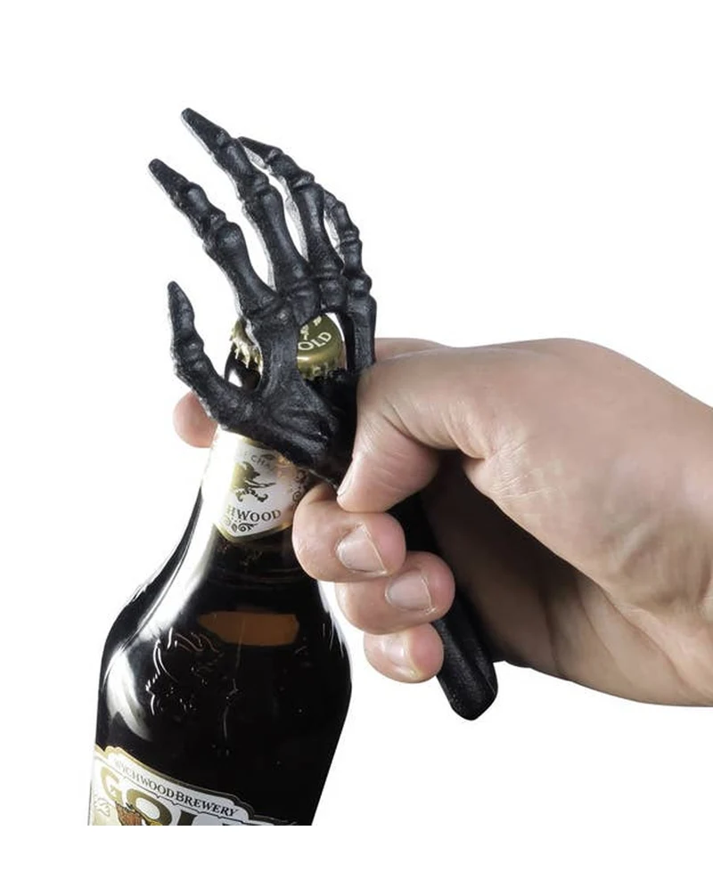 Skeletthand Flaschenöffner Schwarz