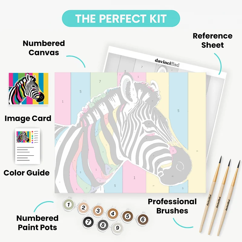 Colorful Zebra Pop Art - Paint by Numbers Kit