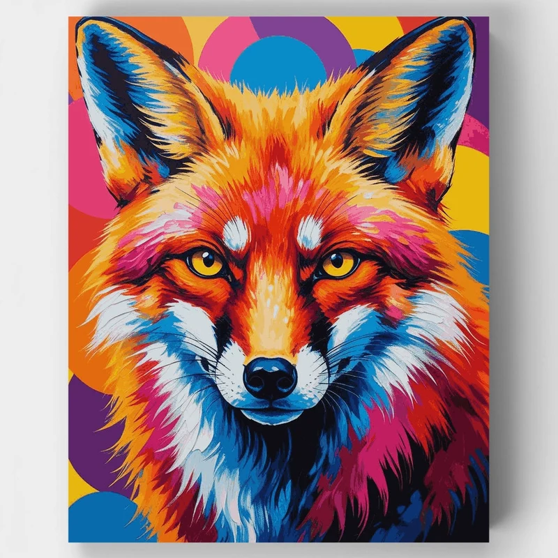 Vibrant Rainbow Fox Portrait - Paint by Numbers Kit