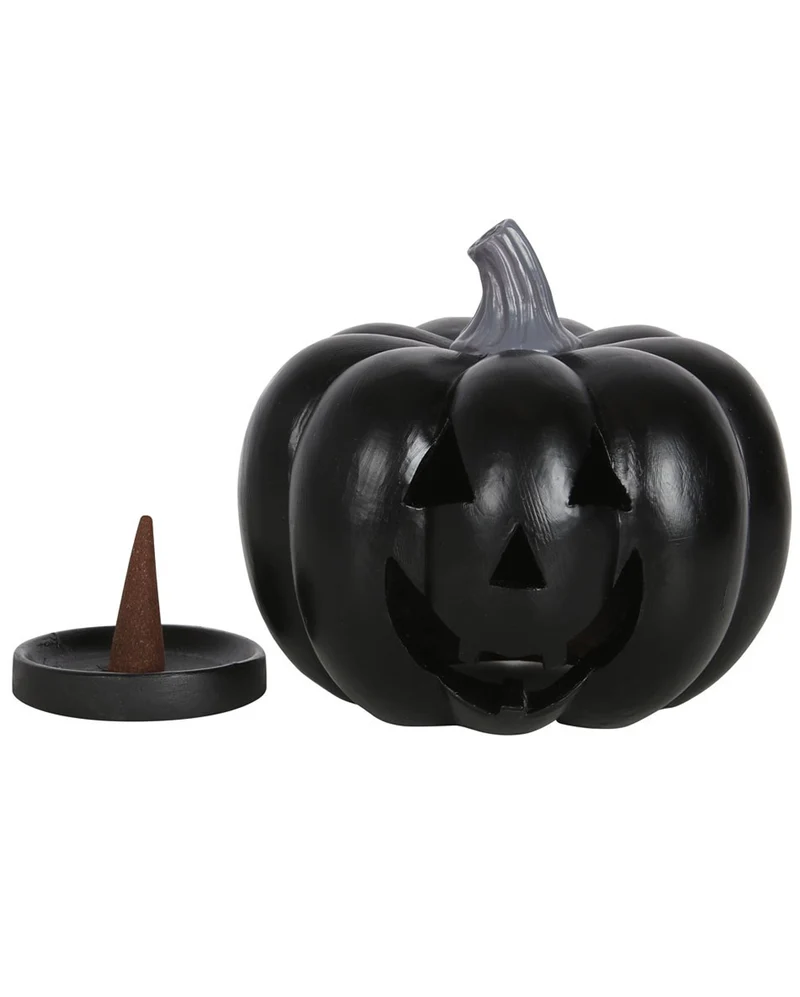 Schwarzer Kürbis Halloween Räucherkegelhalter 11cm