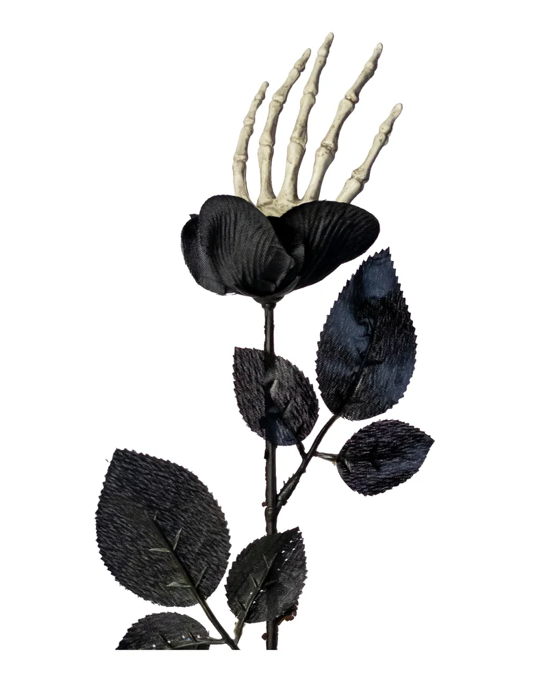 Schwarze Rose mit Skeletthand