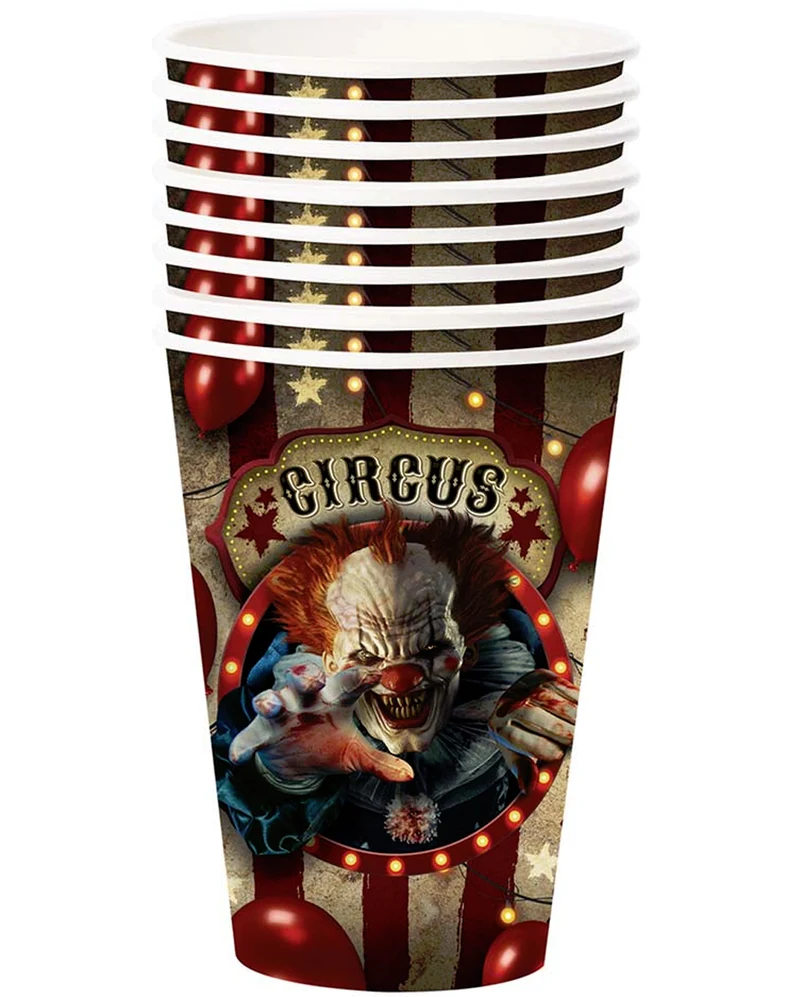 Horror Clown Zirkus Pappbecher groß 6 St.