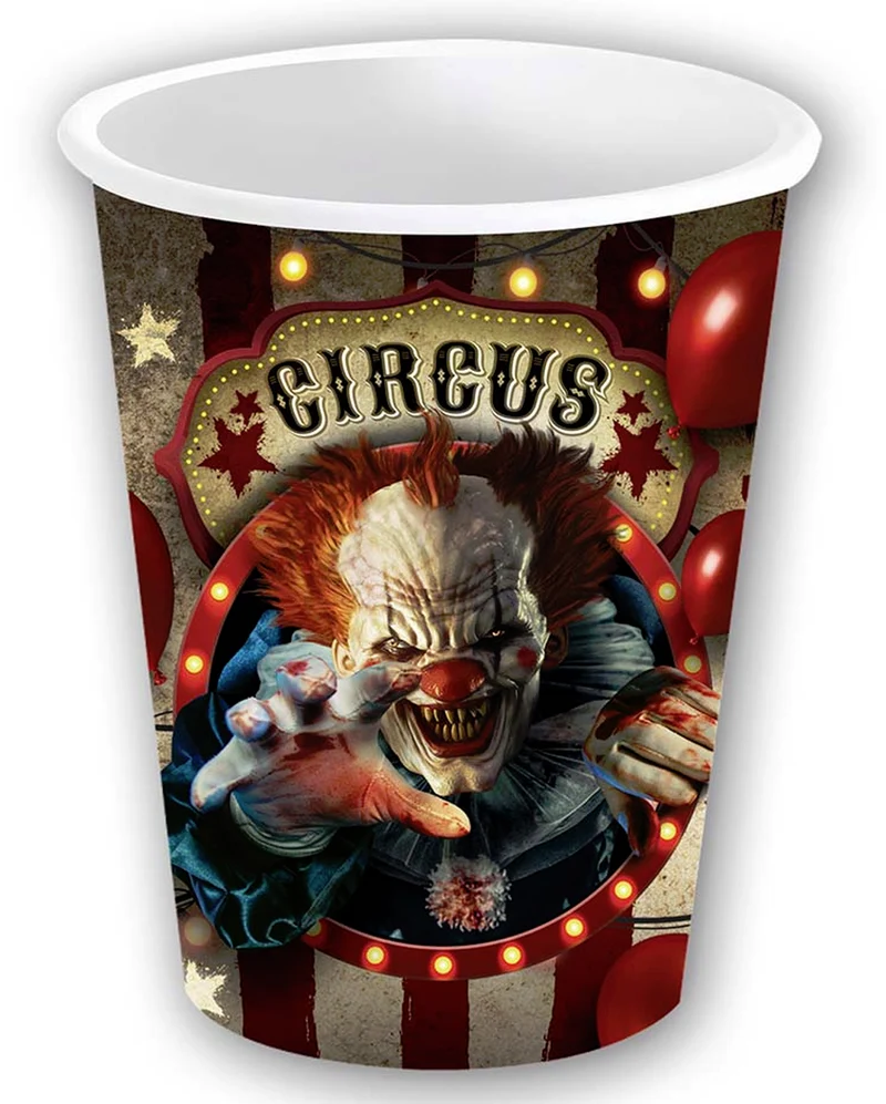 Horror Clown Zirkus Pappbecher klein 6 St.