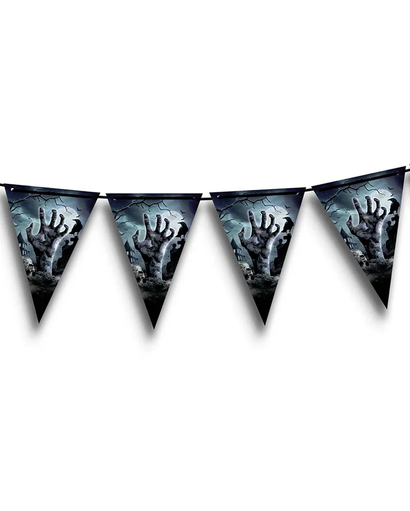 Halloween Zombie Friedhof Wimpel Girlande 3m