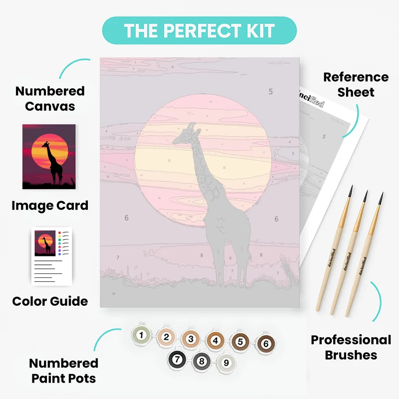 Giraffe Sunset Silhouette - Paint by Numbers Kit