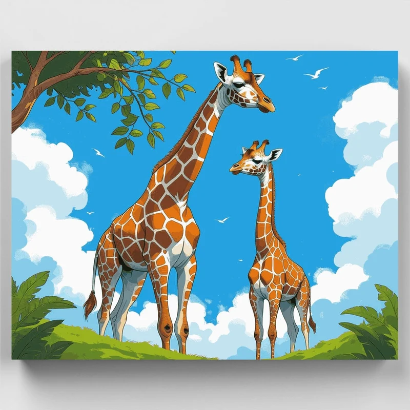 Two Giraffes in the Wild - Paint by Numbers Kit