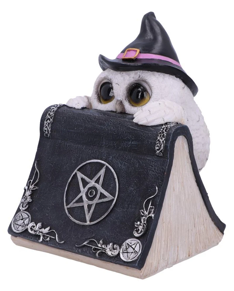 Eule mit Pentagramm Zauberbuch 15cm