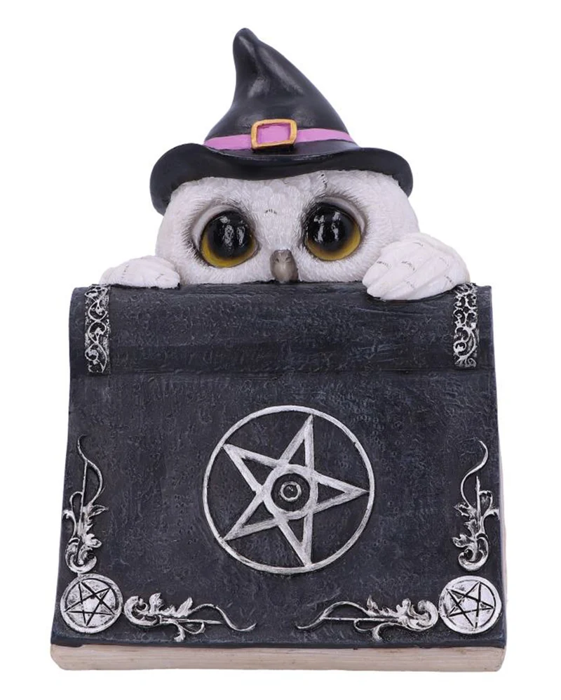 Eule mit Pentagramm Zauberbuch 15cm