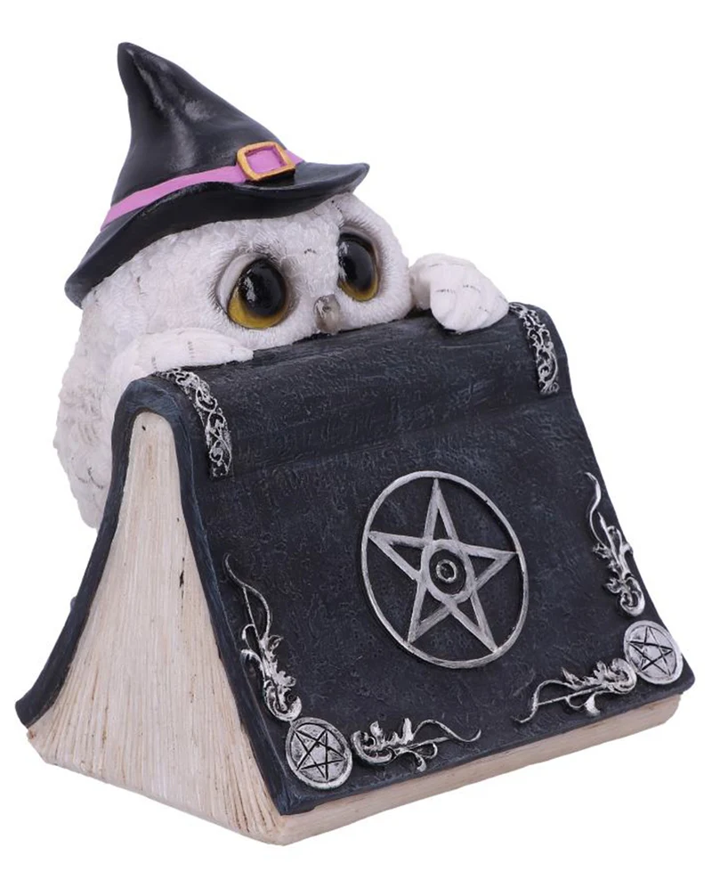 Eule mit Pentagramm Zauberbuch 15cm