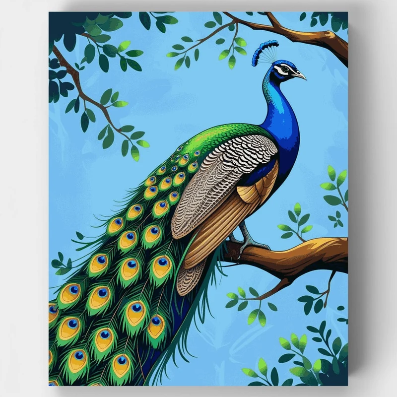 Majestic Peacock on Branch - Paint by Numbers Kit