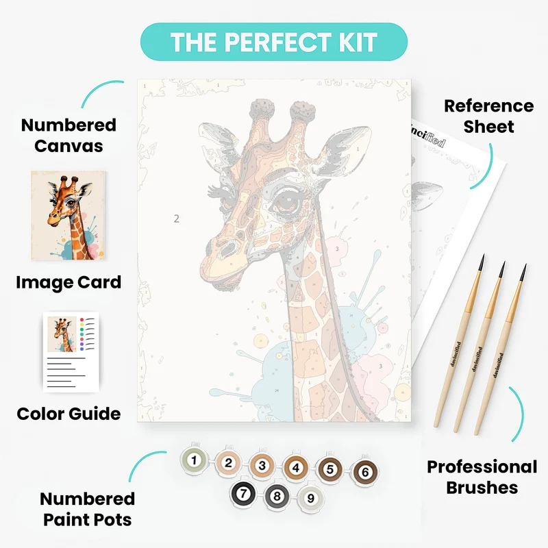Whimsical Giraffe Portrait - Paint by Numbers Kit