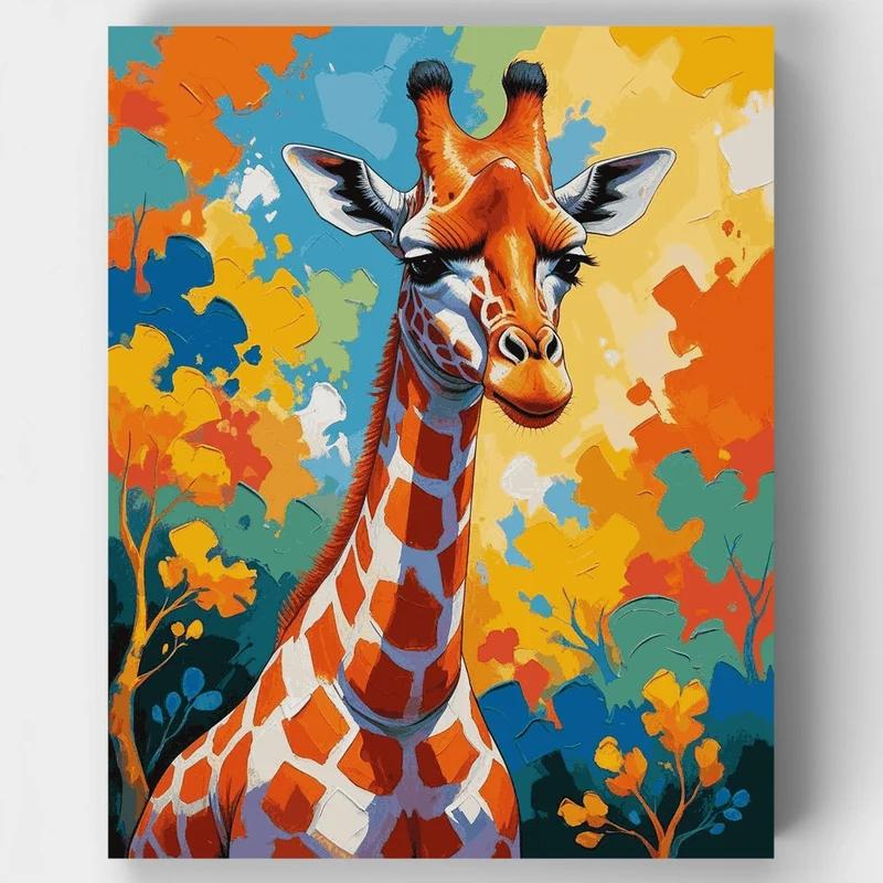 Vibrant Giraffe Portrait - Paint by Numbers Kit