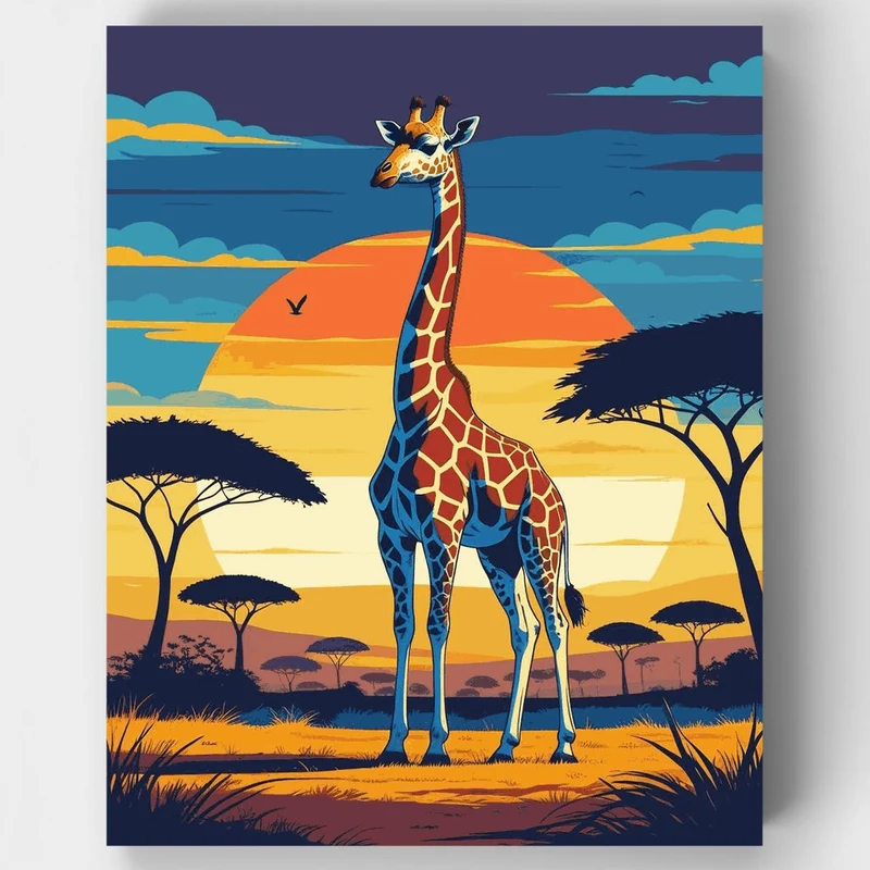 Giraffe at Sunset - Paint by Numbers Kit