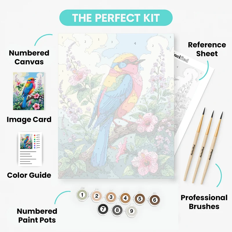 Vibrant Rainbow Bird - Paint by Numbers Kit