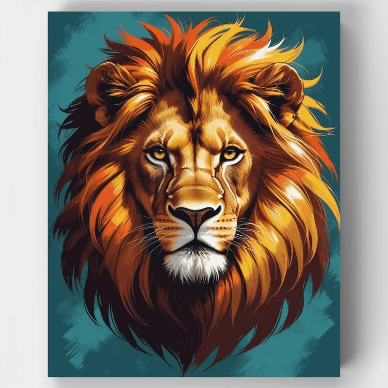 Fiery Maned Lion Portrait - Paint by Numbers Kit