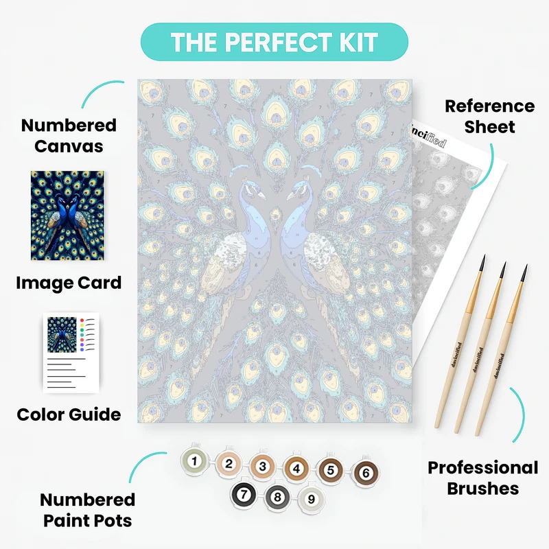 Mirrored Peacocks with Majestic Plumage - Paint by Numbers Kit