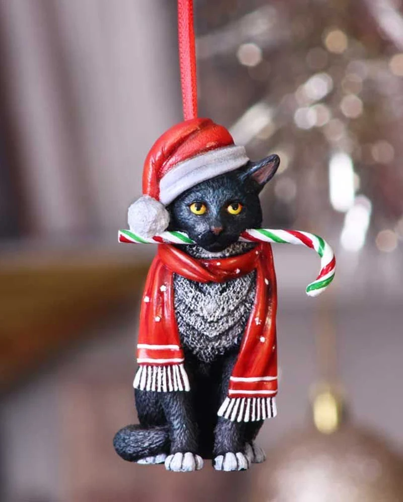 Candy Cane Katze Weihnachtskugel 9cm