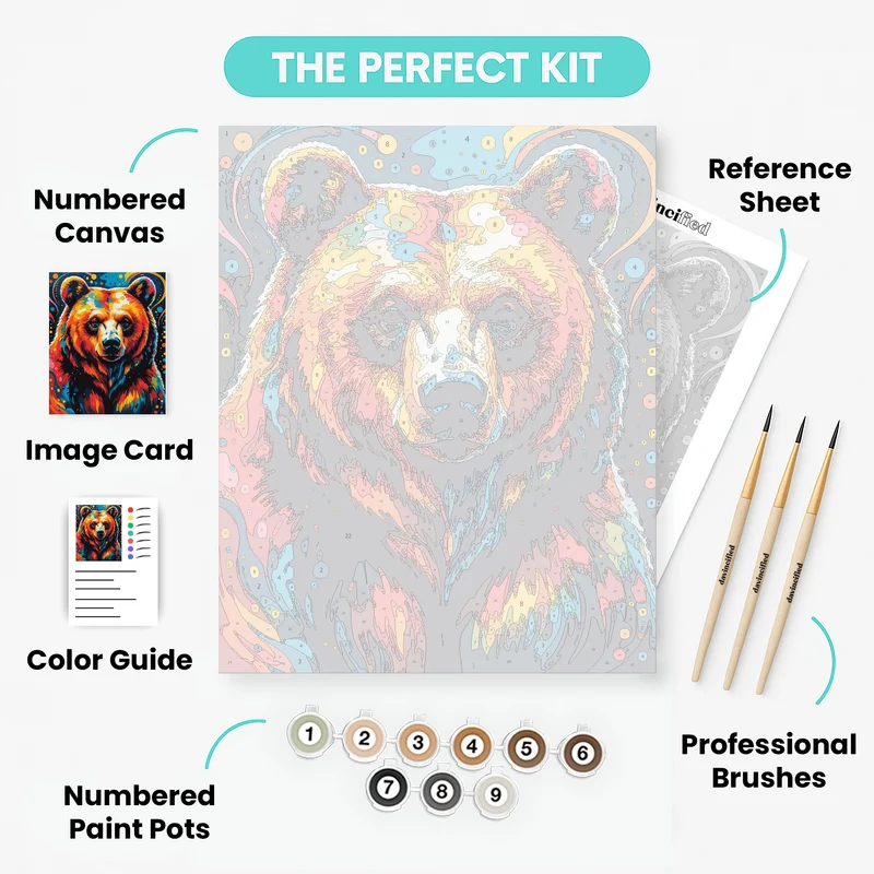 Vibrant Rainbow Bear - Paint by Numbers Kit
