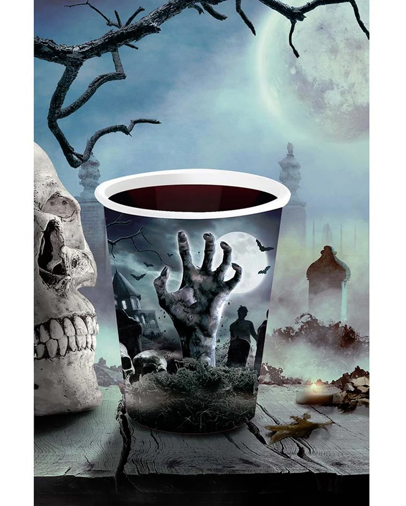 Halloween Zombie Friedhof Pappbecher 6 St.