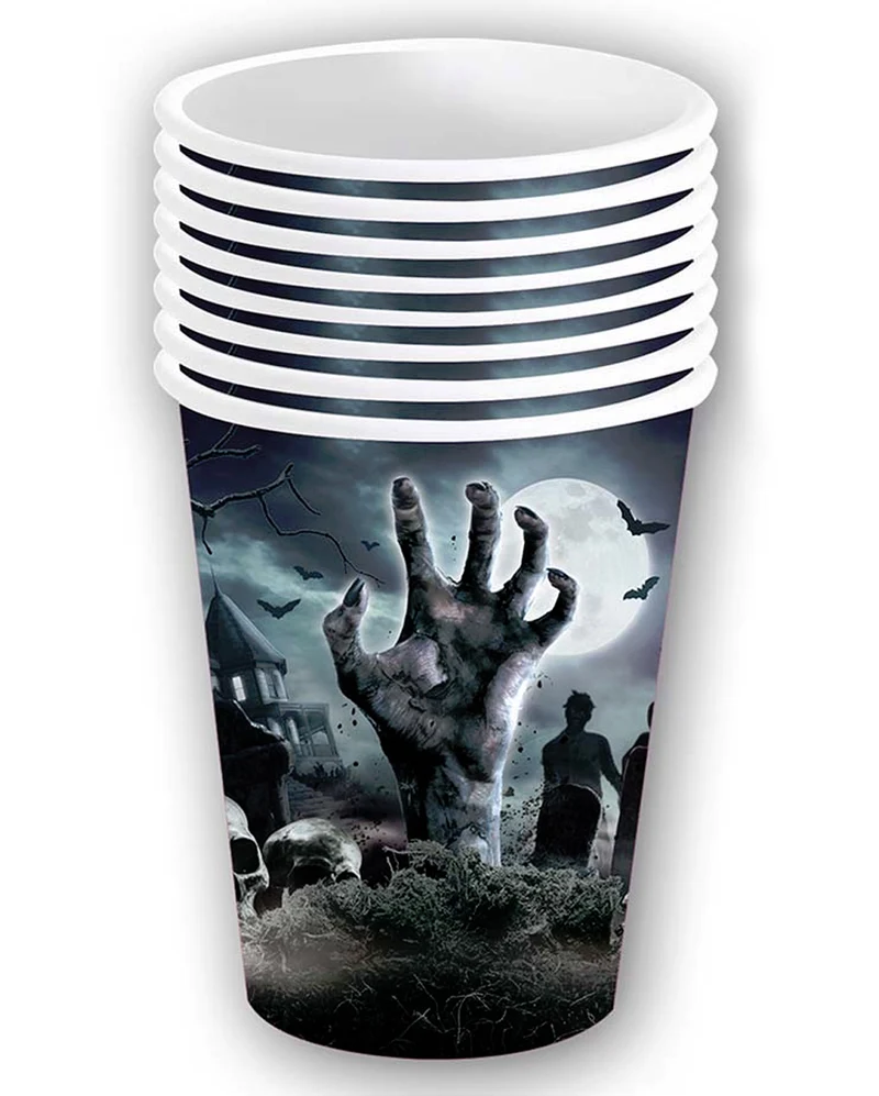 Halloween Zombie Friedhof Pappbecher 6 St.