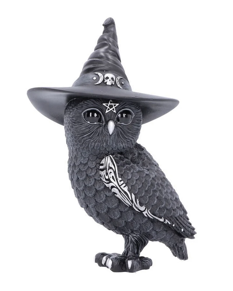 Halloween Eule mit Hexenhut 30cm
