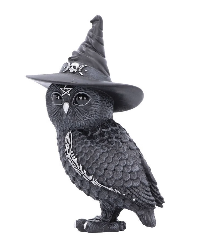 Halloween Eule mit Hexenhut 30cm