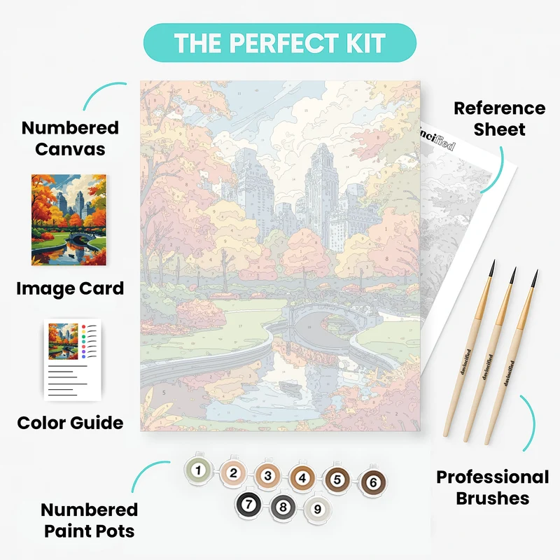 Central Park Autumn Bridge - Paint by Numbers Kit