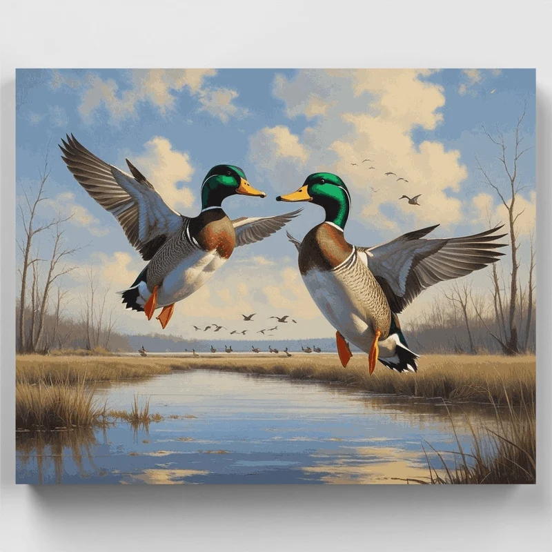 Majestic Mallards in Flight - Paint by Numbers Kit