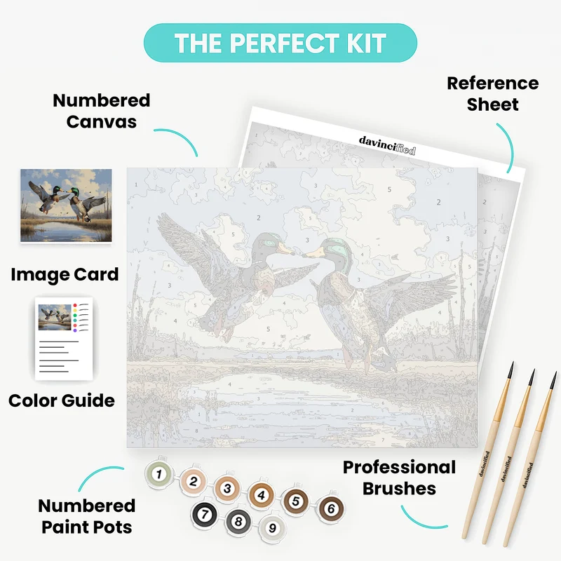 Majestic Mallards in Flight - Paint by Numbers Kit