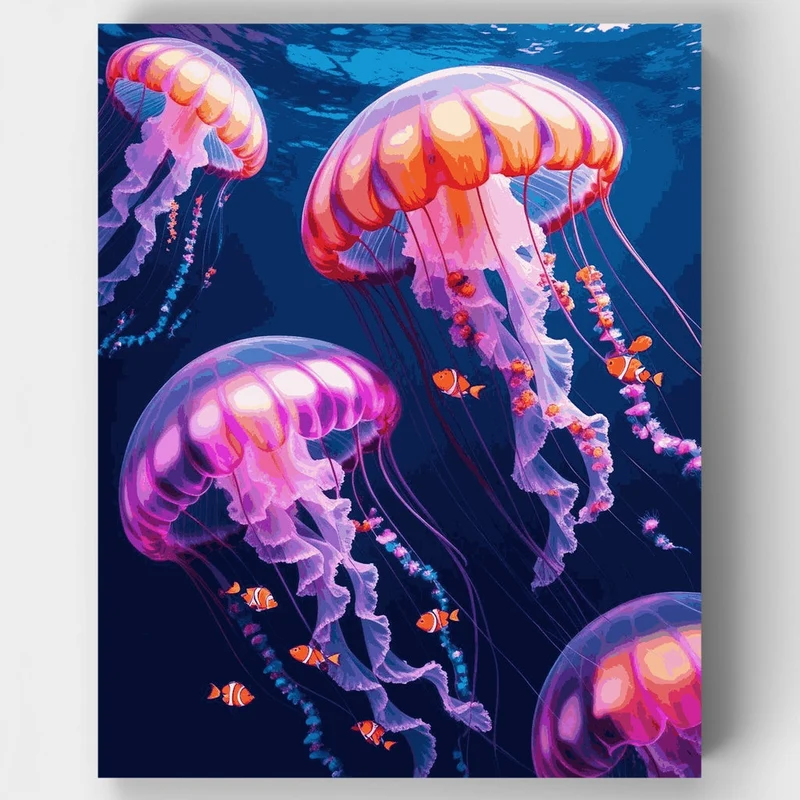 Luminous Jellyfish Symphony - Paint by Numbers Kit
