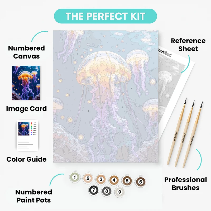 Glowing Jellyfish - Paint by Numbers Kit