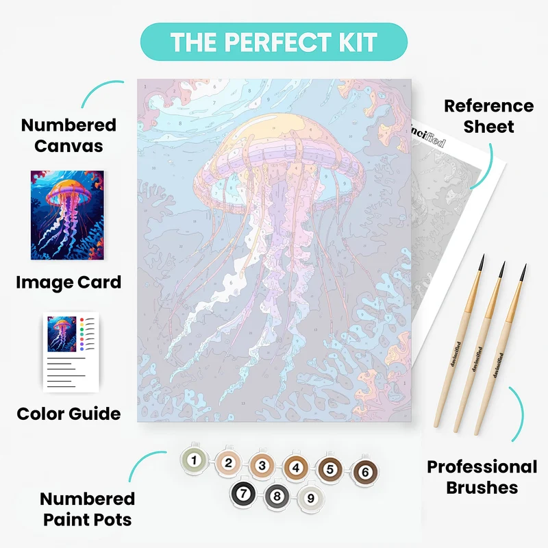 Sunset Jellyfish in Ocean Waters - Paint by Numbers Kit