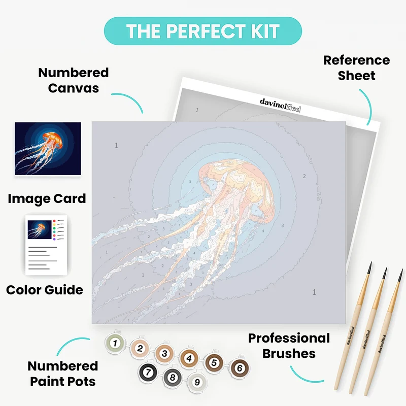 Orange Jellyfish - Paint by Numbers Kit